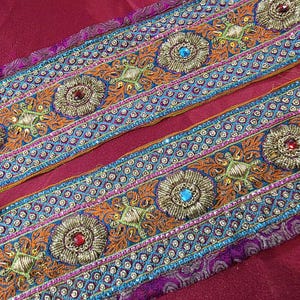 Vintage Sari Borte Stickerei Bordüre Saree Trim Vintage Sari Trim Handwerk Versorgung DIY Wohnkultur Spitze Stickerei Band Vintage Sari Borte