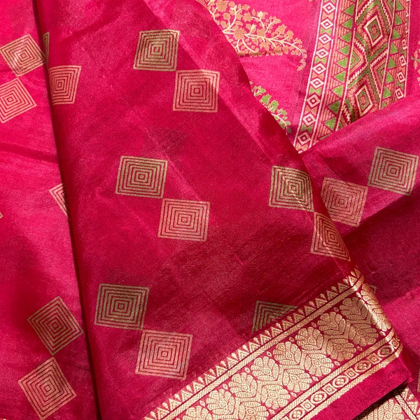 Vintage Silk Saree 100% Pure Silk Sari Premium Silk 5 Yards Silk Fabric Silk Saree Dressmaking Vintage Silk Sari