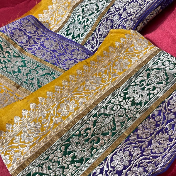 Vintage Saree Border Vintage Brocade Border Vintage Sari Trims Indian Sari Border Border DIY Costume Fabric Vintage Silk Saree Banarasi Trim