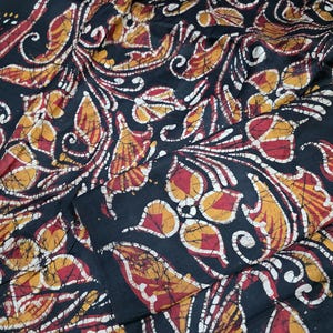 Vintage Batik Silk Sari - 5 Yard Pure Silk Fabric
