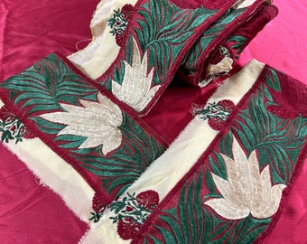 Bordure de sari vintage, décoration artisanale, bordures de sari vintage, bordure de sari indienne, bordure de broderie de créateur, ruban de costume à faire soi-même, bordure de sari en soie vintage