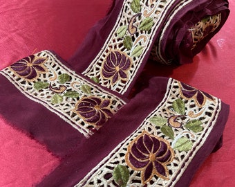 Vintage Saree-Bordüre, Basteldekoration, Vintage-Sari-Borte, indische Sari-Bordüre, Designer-Stickerei-Bordüre, DIY-Kostümband, Vintage-Seiden-Sari-Borte