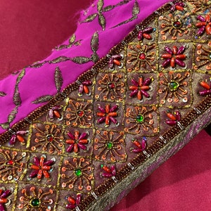 Vintage Saree Border Craft Decor Vintage Sari Trim Indian Sari Border Designer Ricamo Bordo Costume fai da te Nastro di seta vintage Saree Trim immagine 1