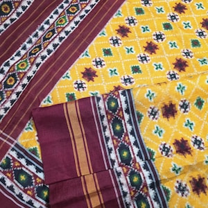 Vintage Hand Woven Silk Ikkat Patola Saree - Silver Zari Border