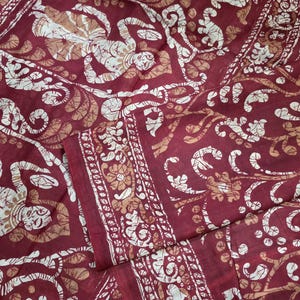 Vintage Batik Silk Sari - 5 Yard Pure Silk Fabric