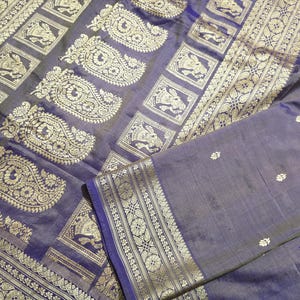 Vintage pure zijde sari baluchari sari handgeweven sari trouwkleding vintage sari vintage zijden sari Indiase borduurwerk baluchari sari