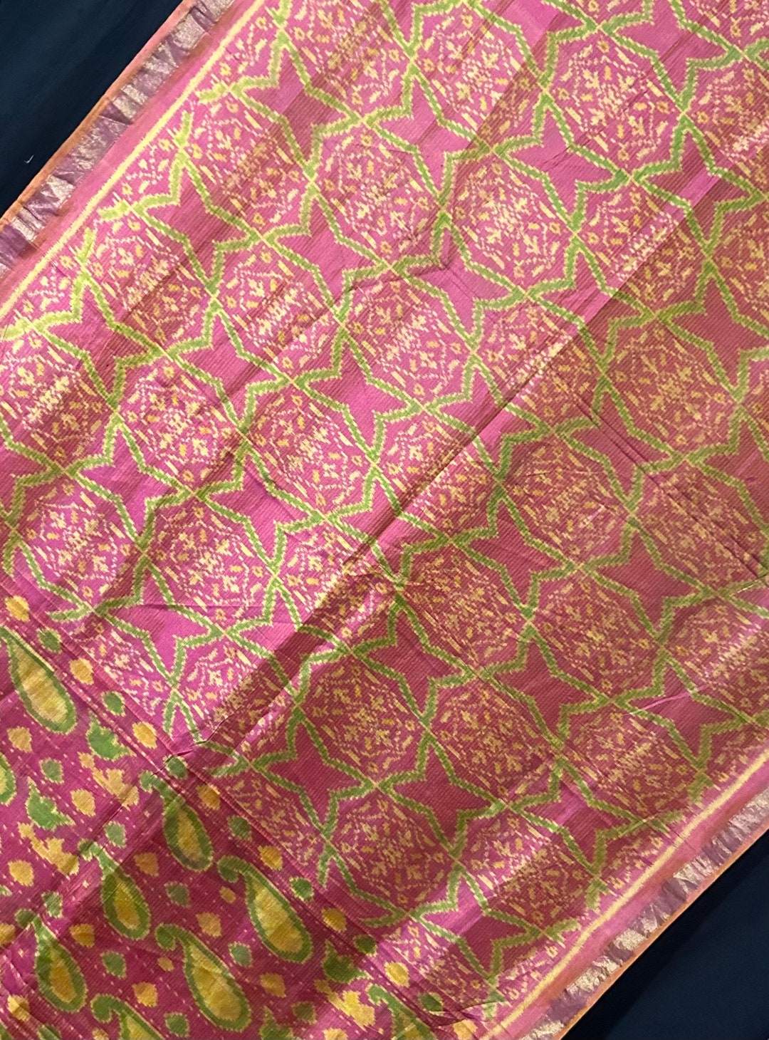 TreegoArt Baumwolle-Seide Saree Mit Bluse | Indischer Designer Druck | 5,60m Länge | Himmelblau Mit Grau