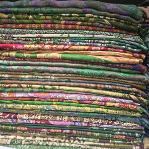 Vintage Silk Sari Fabric Scrap Bundle: Crafting Squares image 2
