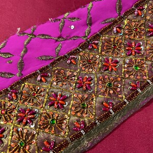 Vintage Saree Border Craft Decor Vintage Sari Trim Indian Sari Border Designer Ricamo Bordo Costume fai da te Nastro di seta vintage Saree Trim immagine 2