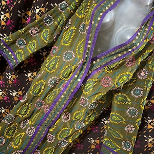 Robe de mariée vintage brodée à la main Phulkari : tenues de soirée Georgette Punjabi