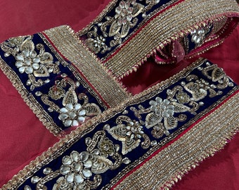 Vintage Saree Border Craft Decor Vintage Sari Trims Indian Sari Border Designer Embroidery Border DIY Costume Fabric Vintage Silk Saree Trim