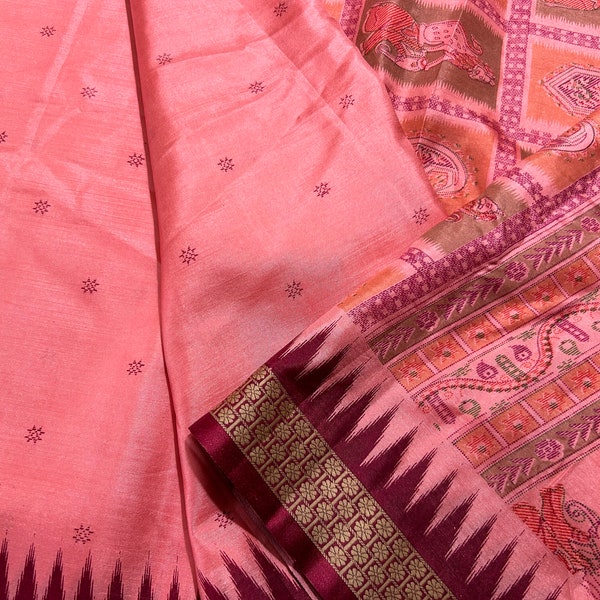 Vintage Silk Saree 100% Pure Silk Fabric DIY Silk Fabric Vintage Silk Sari Dress Making Silk Craft Supplies Printed Silk Saree Premium Silk