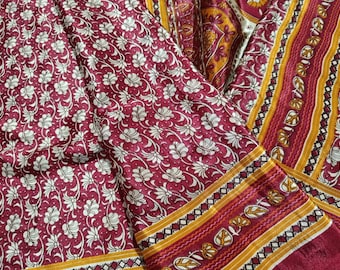 Vintage Silk Saree Crepe Silk Sari Fabric 5 Yard Rasgulla Silk Fabric Silk Saree Dressmaking Vintage Silk Sari