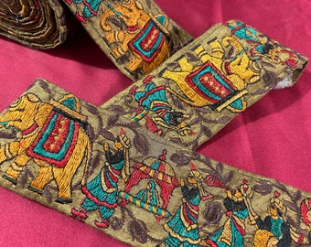 Vintage Saree Border Craft Decor Vintage Sari Trims Indian Sari Border Designer Embroidery Border DIY Costume Fabric Vintage Silk Saree Trim