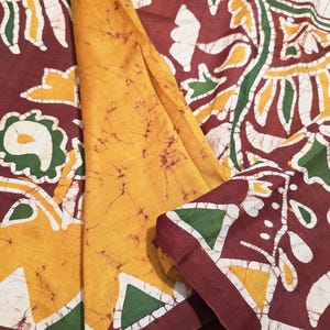 Vintage Silk Sari: Batik Print Fabric - 5 Yard Pure Silk
