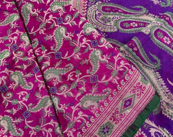 Vintage Kanjivaram Silk Saree: Handwoven 5 Yard Fabric