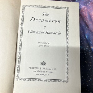 The Decameron of Giovanni Boccaccio 1936 Walter J Black Edition Vtg Book