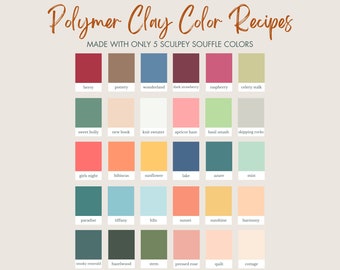 Bundle of 30 Polymer Clay Color Recipes | Holiday Sculpey Souffle | Instant Download | Clay Mixing Tutorial | Boho Christmas Floral Vintage