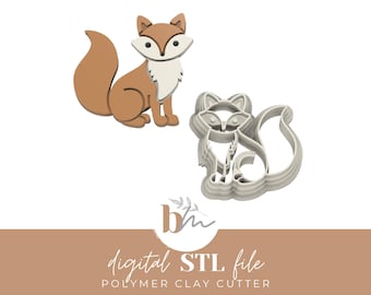 エンボス加工されたキツネ | デジタルSTLファイル | ポリマークレイカッターとツール