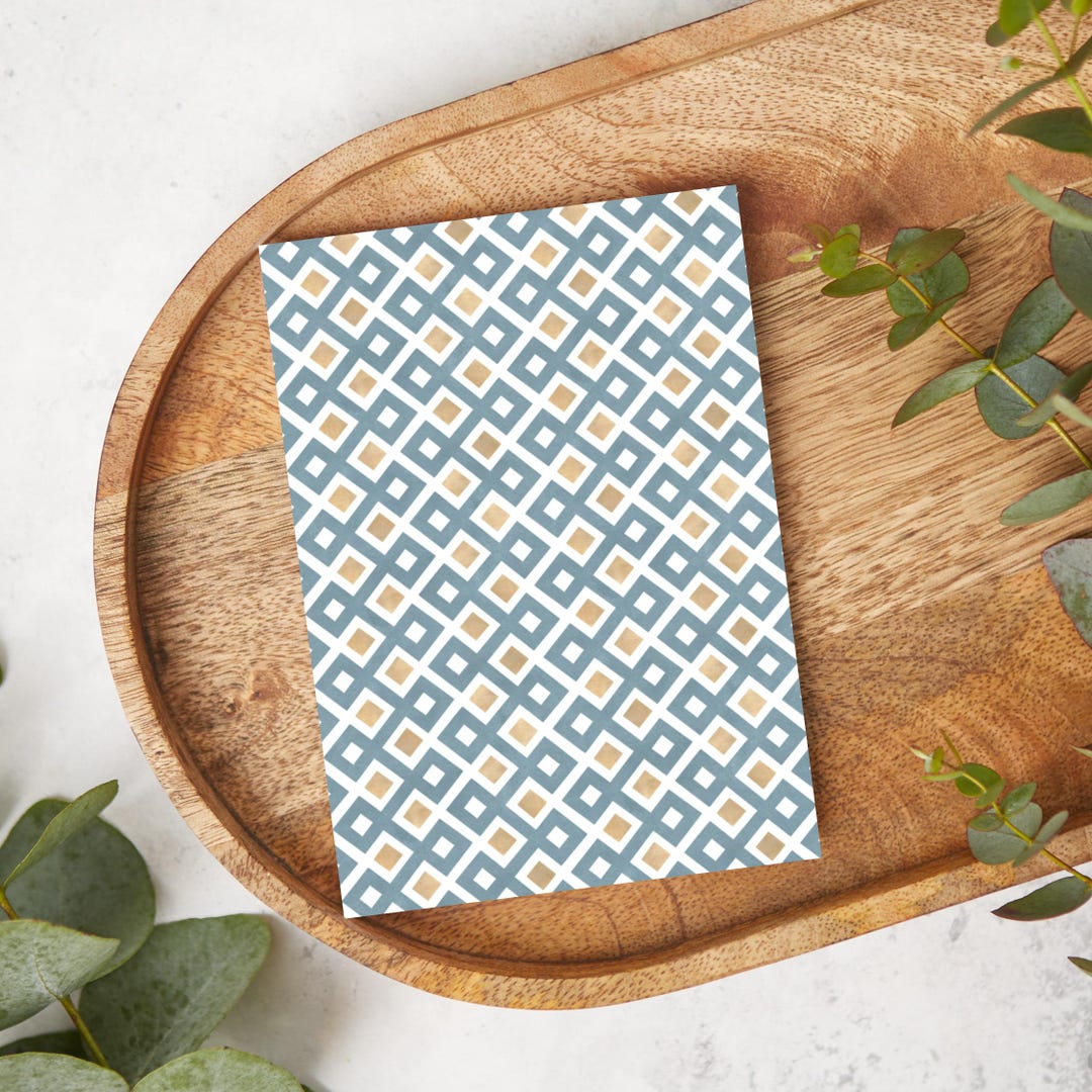 Blue and Tan Interlocking Squares | MR06 | Water Soluble Transfer Paper ...