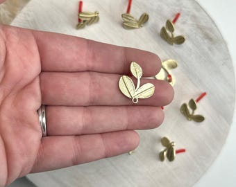 Leaves Earring Post - Gold or Silver (10pc) | Jewelry Components | Earring Making Supplies