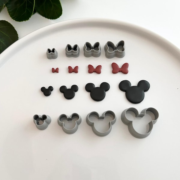 Mouse Head and Bow | Polymer Clay Cutter | Earring & Jewelry Maker Supplies