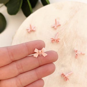 Light Pink Bow Earring Posts (10pc) | Jewelry Components | Earring Making Supplies