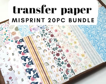 Paquete de papel de transferencia con errores de impresión (stock limitado): 20 unidades al azar / Más del 80 % de descuento / Papel de transferencia soluble en agua / Transferencias de imágenes de arcilla polimérica
