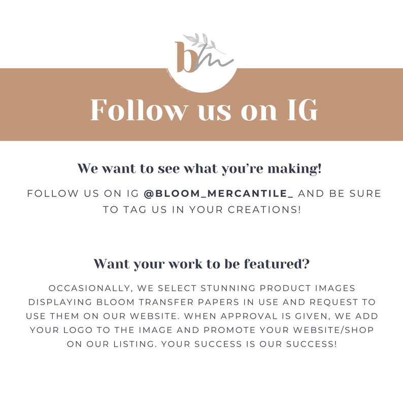 a white and brown flyer with the words follow us on it