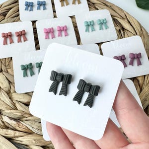 Grosgrain Ribbon Bow Studs | Polymer Clay Earrings