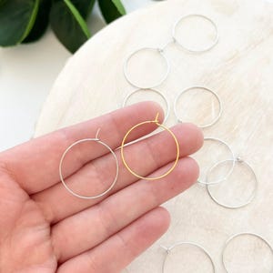 Wire Hoop Earring Post - 25mm - Gold or Silver (10pc) | Jewelry Components | Earring Making Supplies