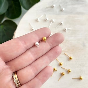 5mm Ball Earring Posts - Gold or Silver (10pc)