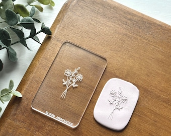 Daisy Bouquet | Acrylic Texture Tile | Polymer Clay Embossing Tool