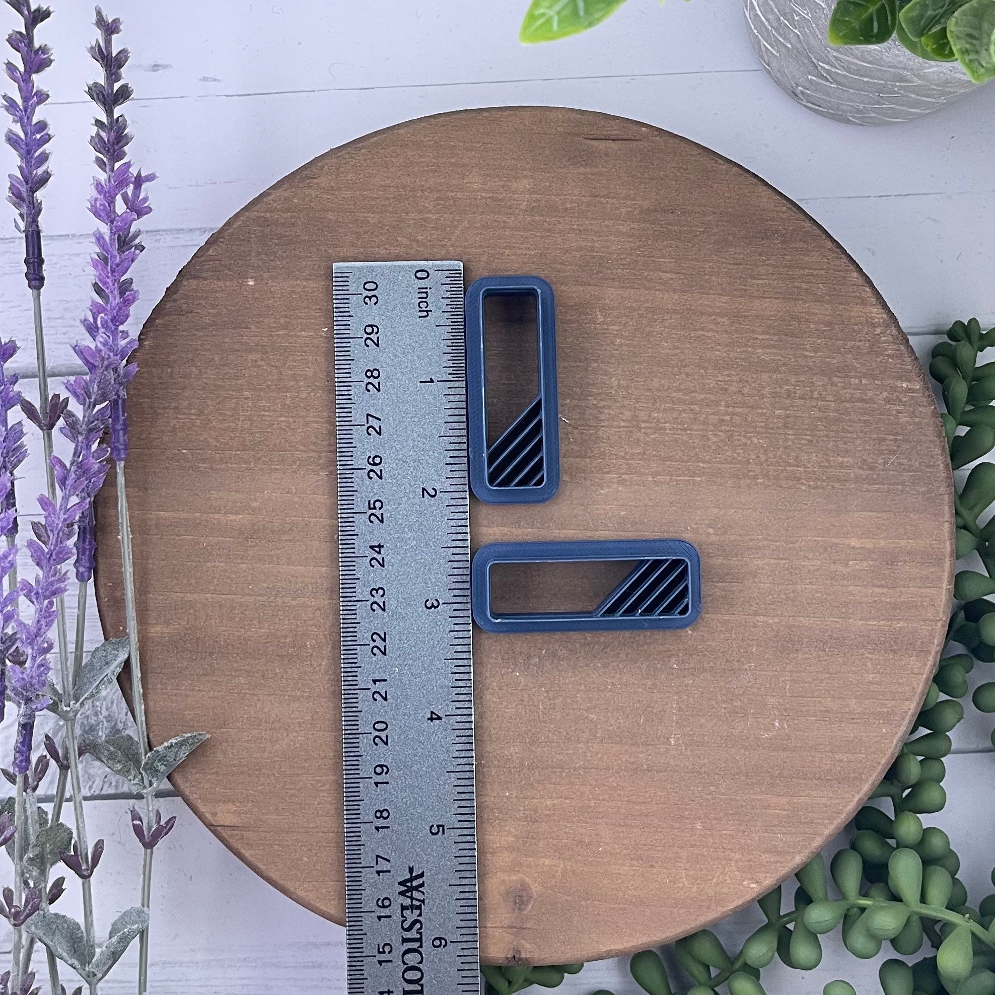 Long Skinny Rectangle With Diagonal Embossed Lines Set of 2 - Etsy
