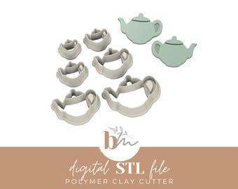 Teekanne - 6 Größen | Digitale STL-Datei | Polymer Clay Ausstechformen & Werkzeuge