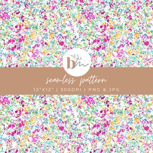 May include: A seamless pattern with a white background and colorful paint splatters in shades of pink, blue, green, yellow, and orange. The pattern is 12 inches by 12 inches and 300 DPI. It is available in PNG and JPG formats.