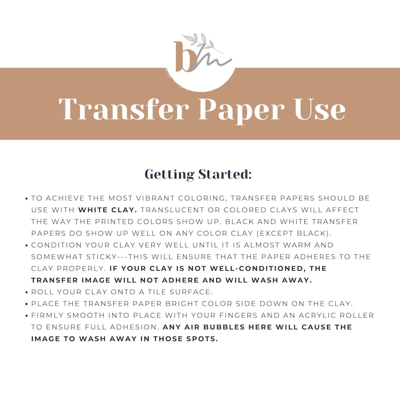 a page describing how to use transfer paper
