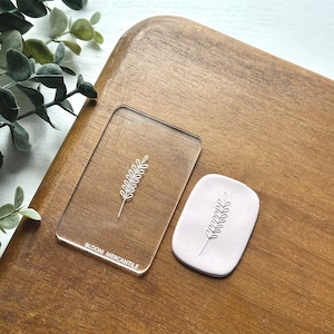 Rounded Leaf Stem | Acrylic Texture Tile | Polymer Clay Embossing Tool
