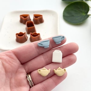 Tea Party Middle Stud Pack (5pc) | Polymer Clay Cutter | Earring & Jewelry Maker Supplies