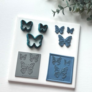 Butterflies | Texture Mat & Clay Cutters | Polymer Clay Cutter Tool
