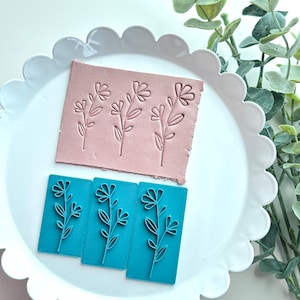 Squared Petal Flower | Polymer Clay Stamp | Floral, Embossing Stamp