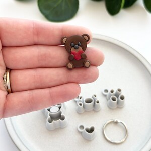 Teddybär Baukasten mit Herz (4er Set) | Polymer Clay Cutter | Ohrring & Schmuck Maker Zubehör