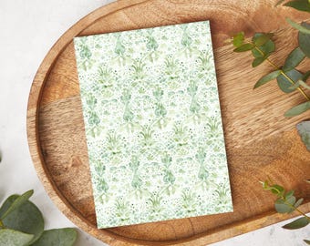 Green Folk Watercolor Pattern |  T0720 | Water Soluble Transfer Paper | Polymer Clay Earring & Jewelry Image Transfers | Former SKU FB066