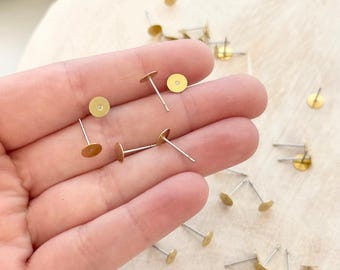 Platta örhängesstift - 6 mm (50 st) | Smyckeskomponenter | Tillbehör för örhängestillverkning