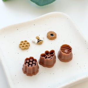 Busy Bee Little Stud Pack - Beehive, Honeycomb, Honey Jar, Bumblebee | Polymer Clay Cutter | Earring & Jewelry Maker Supplies