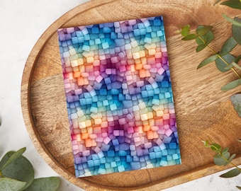 Watercolor Squares Mosaic | T0018 | Water Soluble Transfer Paper | Polymer Clay Earring & Jewelry Image Transfers | Former SKU WC12