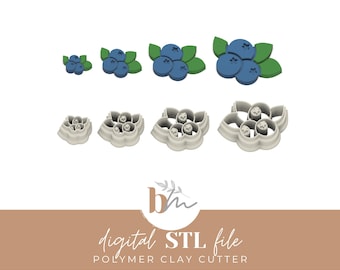Blueberry Bunch - 3 Sizes | Digital STL File | Polymer Clay Cutters & Tools