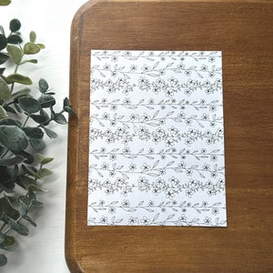 Black & White Floral Vines | MC09 | Water Soluble Transfer Paper | Polymer Clay Image Transfers