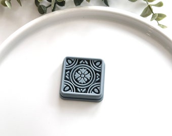 Mosaic Tile - Style A | Geometric, Fleur de Lis style, 1.25 inch | Embossed, Imprint | Grout | Polymer Clay Cutter