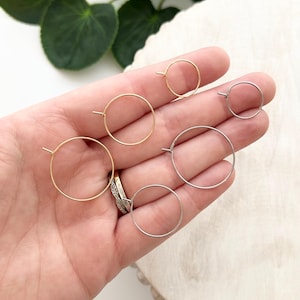 Wire Hoop Earring Post - 15mm, 20mm, 25mm - Gold or Silver (10pc) | Jewelry Components | Earring Making Supplies